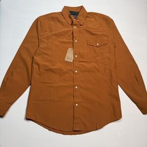 Texas Standard Shirt Mens Small Orange Snap Front Western Long Sleeve Pockets